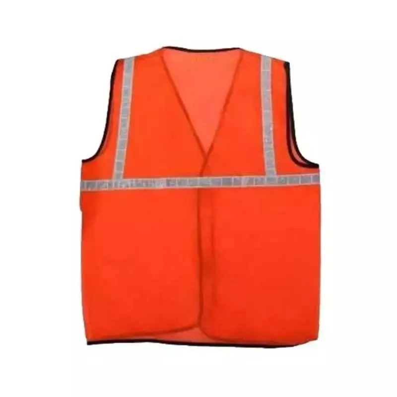 Orange Polyester Safety Jacket with inch Reflective Tape Green