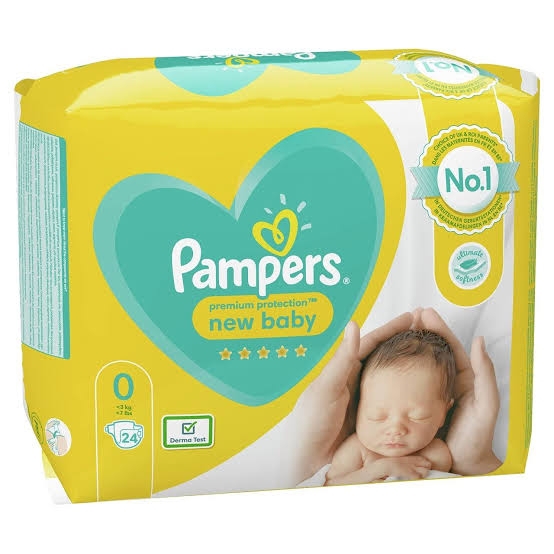 Pampers premium protection new baby 1-3kg (micro diaper/preemie) 24 pcs (MADE IN USA) - 1