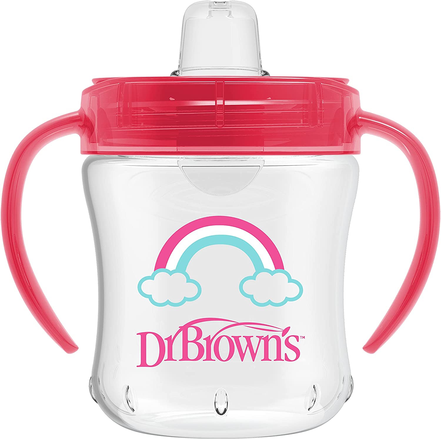 Browns Soft-Spout Transition Cup W/ Handles- Pink Deco
