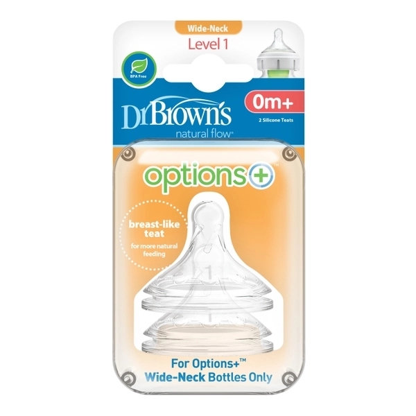 Brown's Options+ Wide-Neck Baby Bottle Nipple,Level1