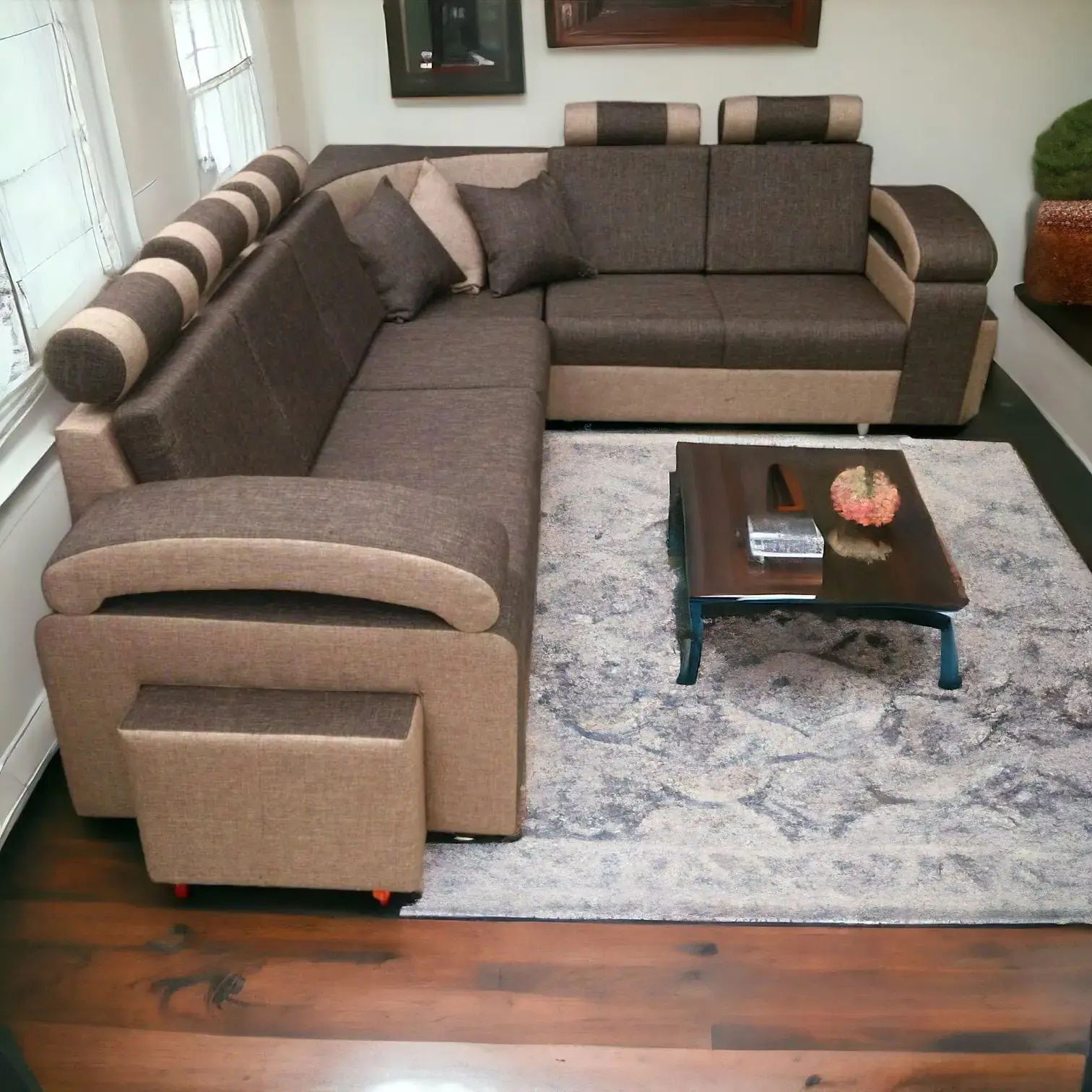 Corner Sofa Set With Puffy In Surat Brown