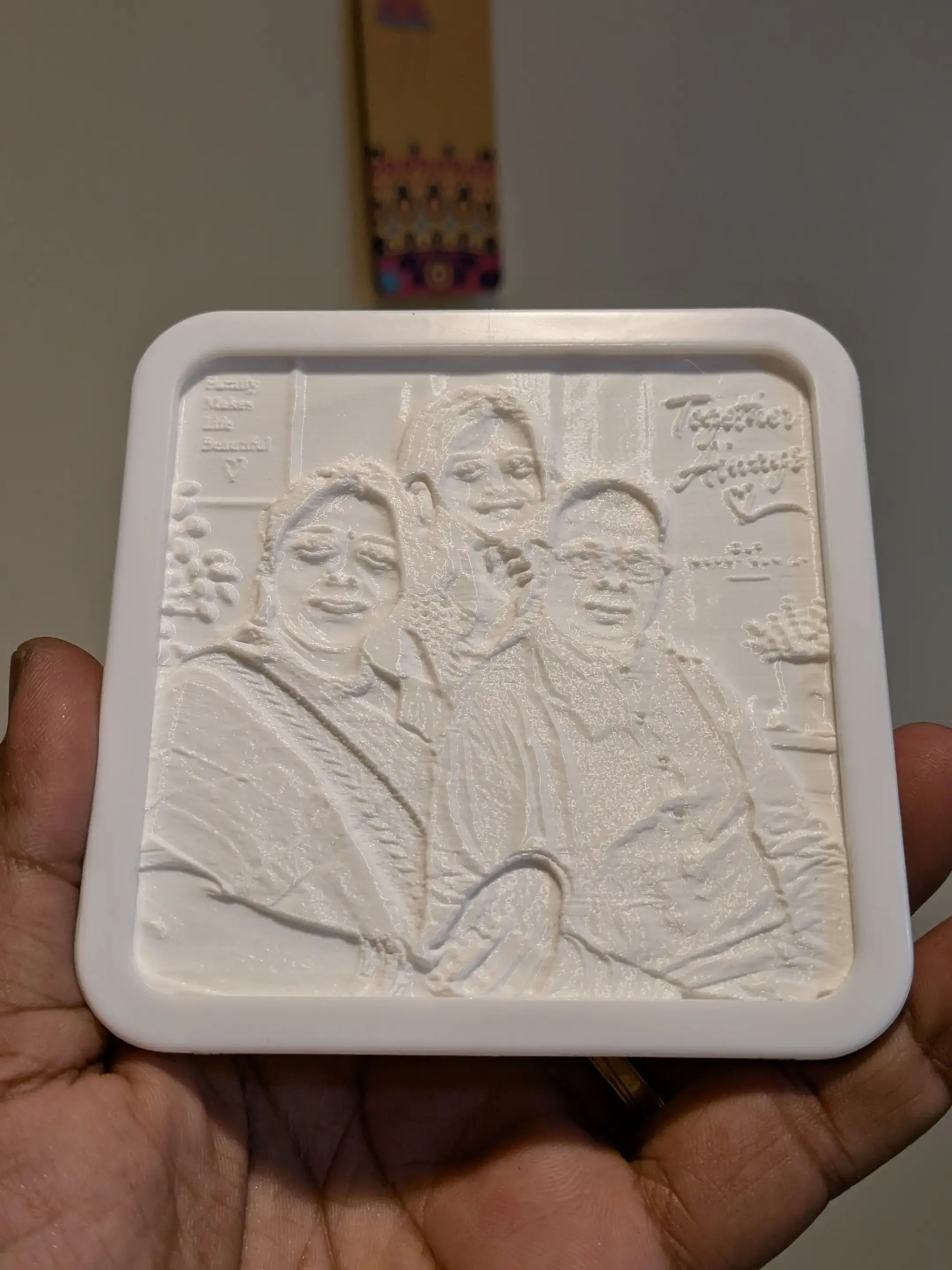 Lithophane Lamp Frame with LED | White | 4 × 4 Inch with packaging box