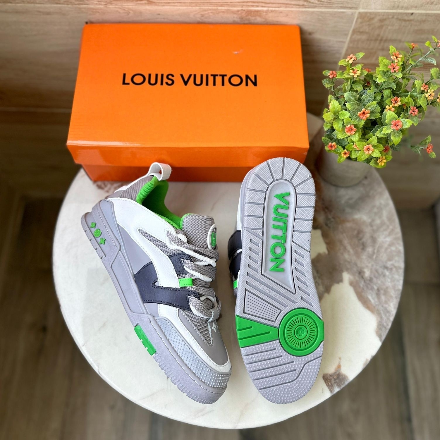 Order Louis Vuitton Sneakers Trainers 3 Grey Green First Copy