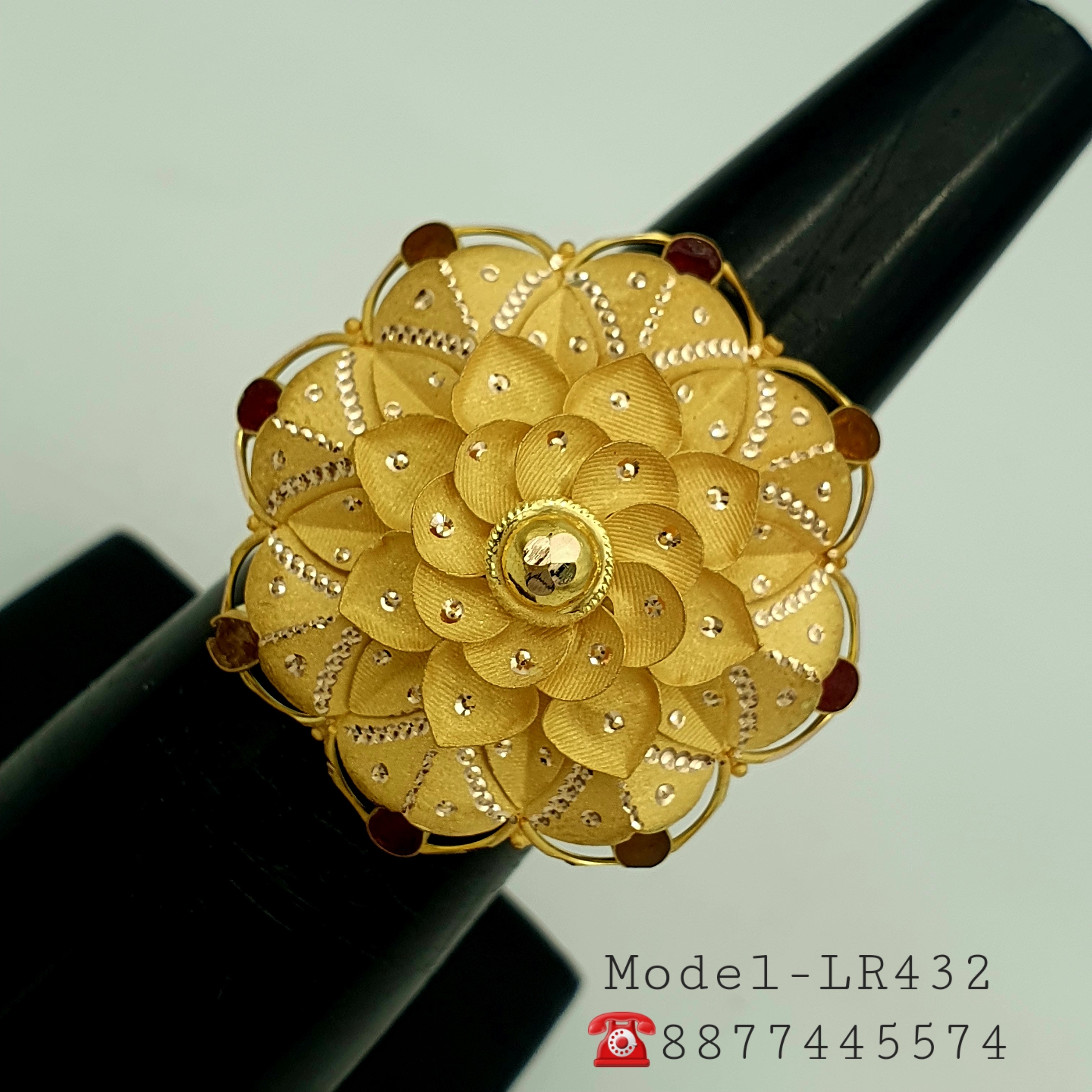 Umbrella Gold Ring With Price Gold-Plated Stone-Studded Ring
