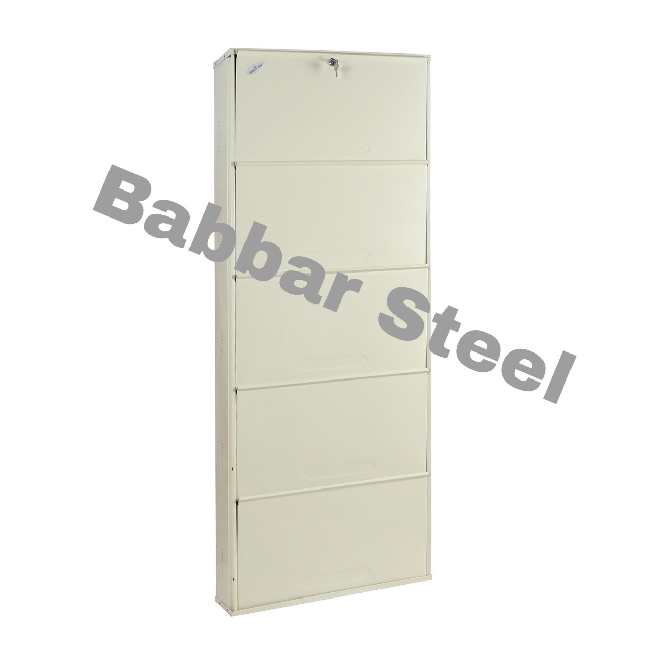 26 Inches Wide Door Powder Coated Wall Mounted Metallic Shoe Rack-FULL  IVORY