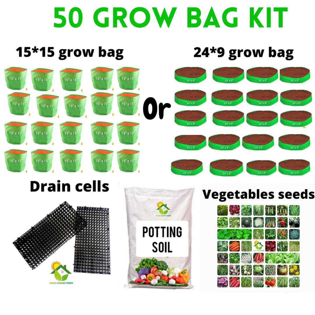 Order 50 Grow Bags (Level3) Terrace Garden Kit 15"x15" / 24"x9