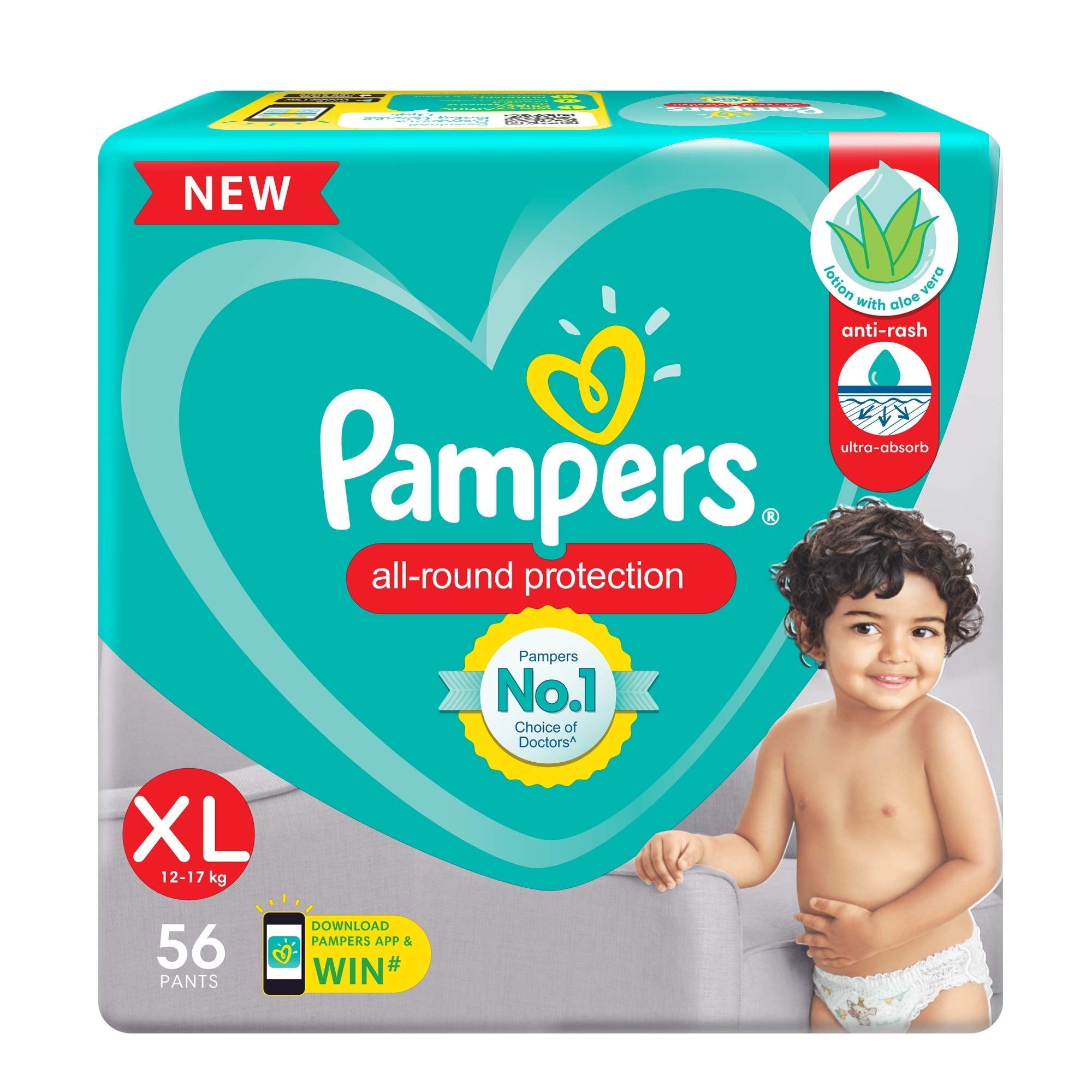 Buy Pampers All-Round Protection Diapers XL-56 COUNT 12-17 Kg