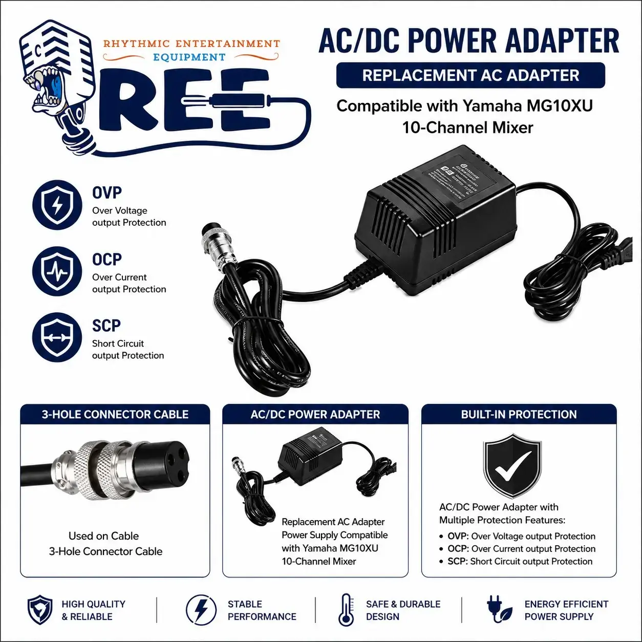 Power Supply AC adaptor compatible with Yamaha MG10XU