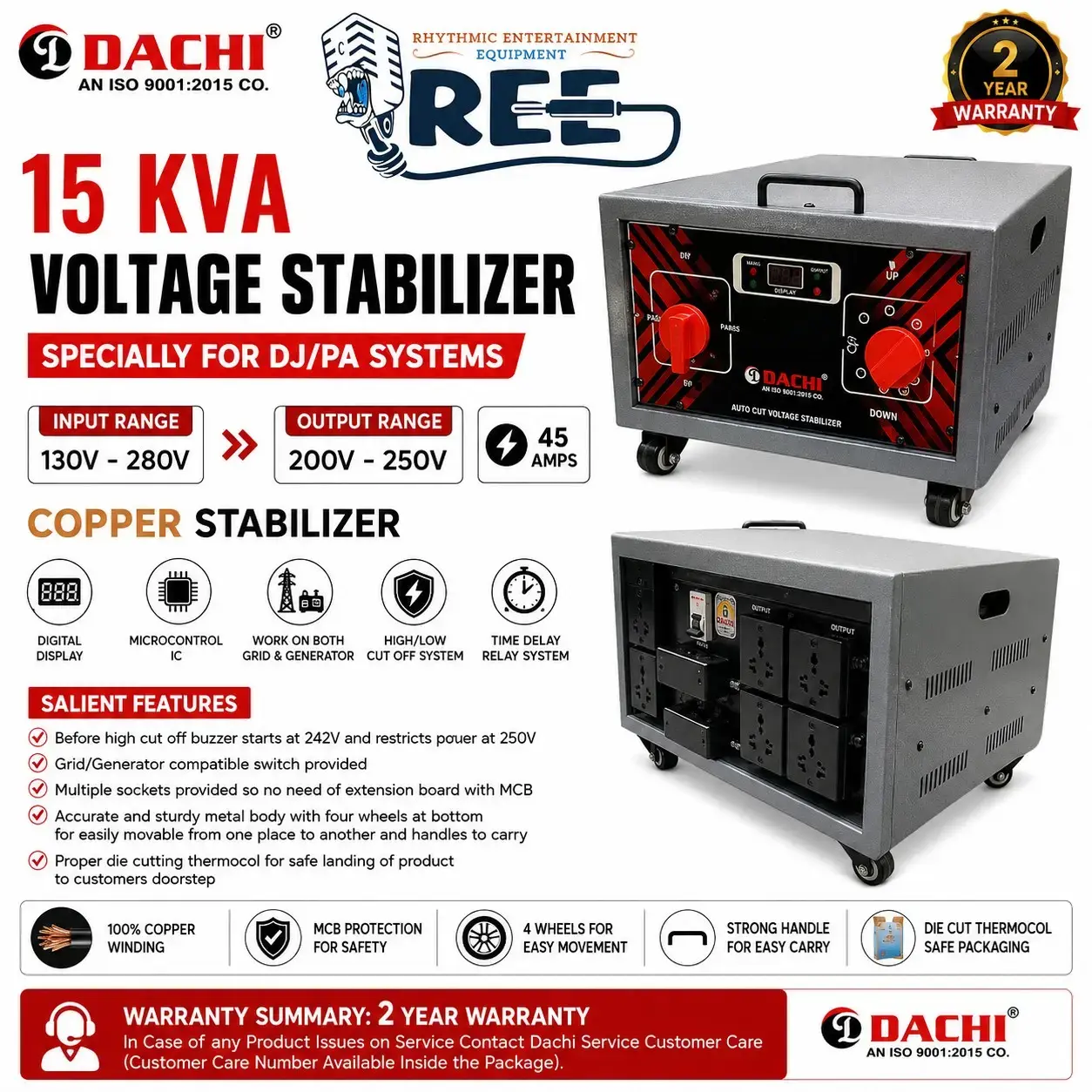 DACHI 15 KVA Voltage STABILIZER Specially for DJ/PA Systems