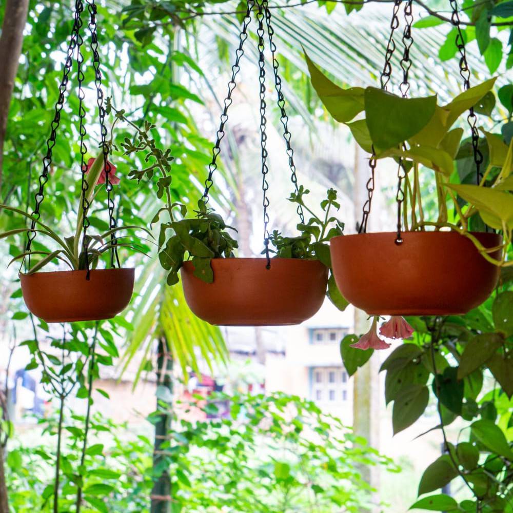 Handcrafted Hanging Planters Set with Chain  TheHandicraftian