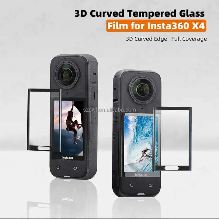 Insta 360 X5/X4 Screen Protector & Lens Cap Kit - 9H Tempered Glass & Rubber Protection