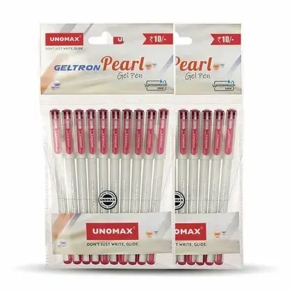 Unomax Geltron Pearl Gel Pen (Pack of 5) Red - 1