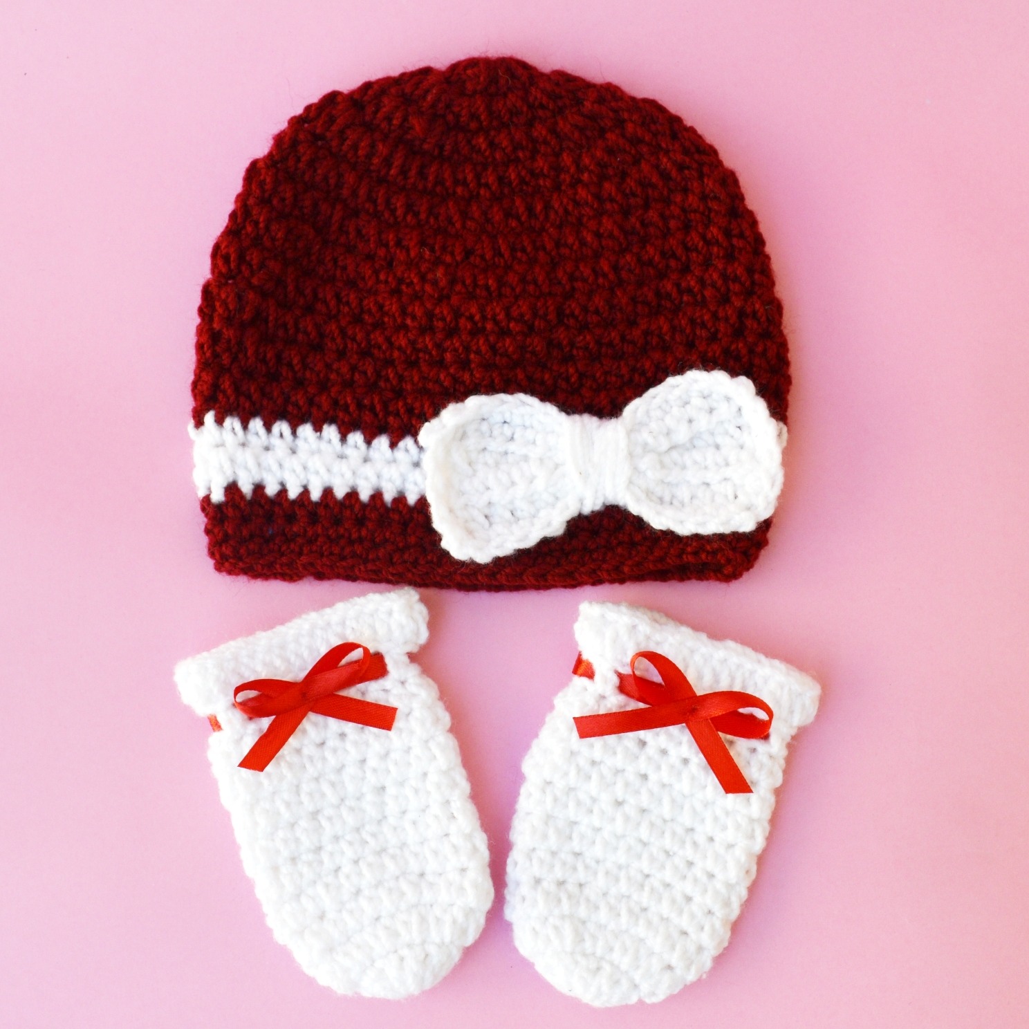 Buy Crochet Baby Cap Mitten set online at best price Love
