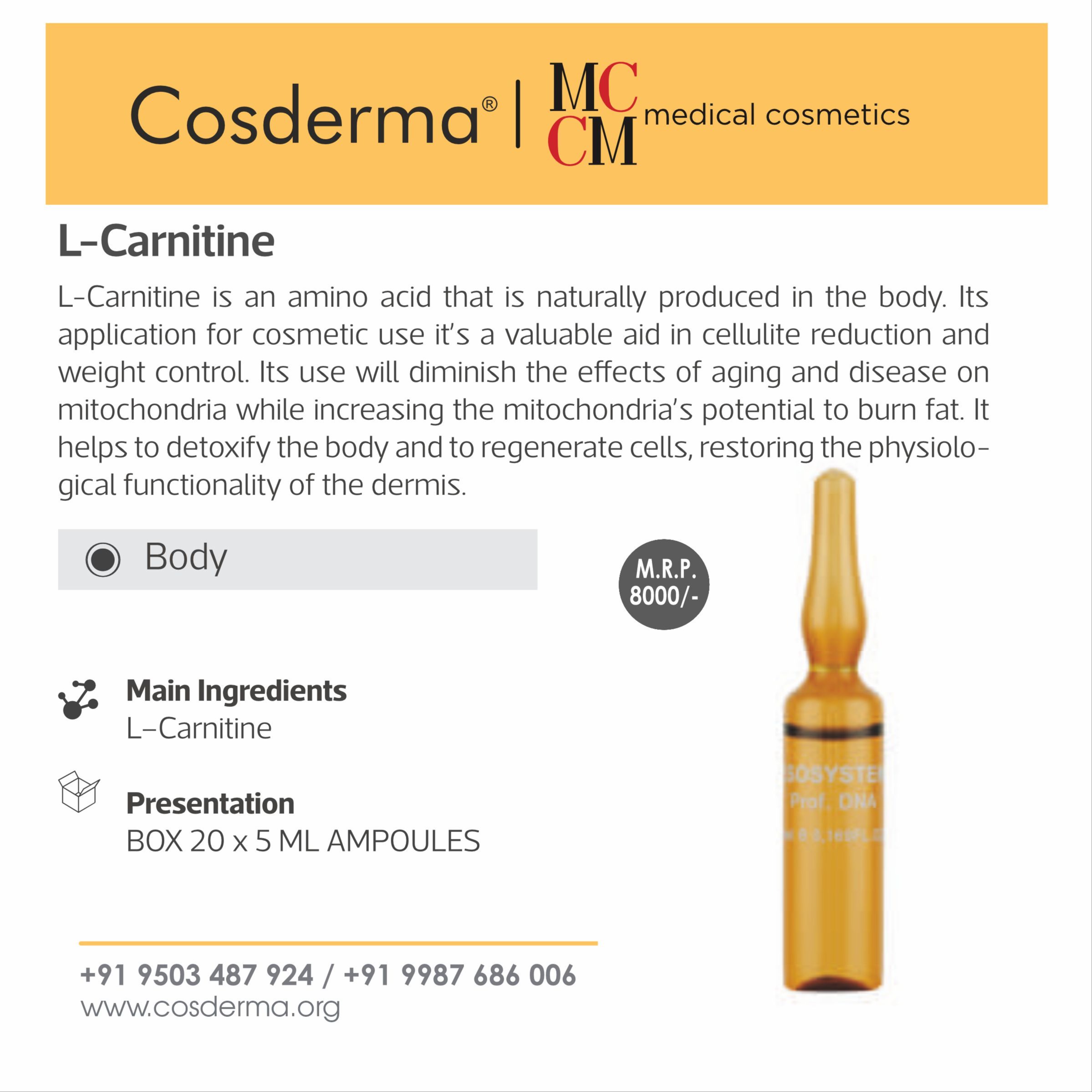 Buy L- CARNITINE MCCM BOX 20X5ML AMPOULES Buy L- CARNITINE MCCM BOX 20X5ML AMPOULES