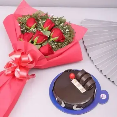 Layered Rose Bouquet with Decadent Truffle Cake