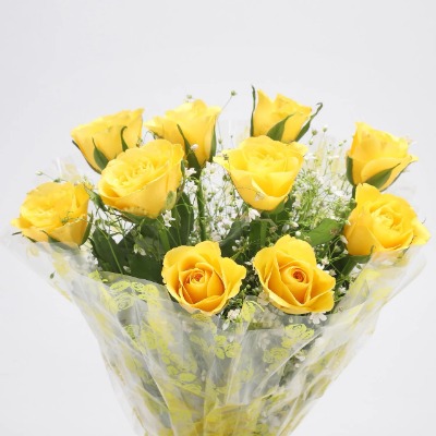 10 Bright Yellow Roses Bouquet
