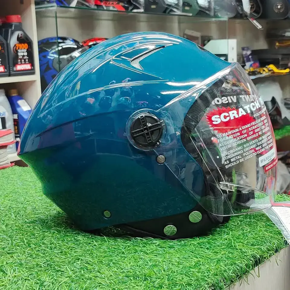 Buy Studds open face helmet ray super vogue jet star petrol blue