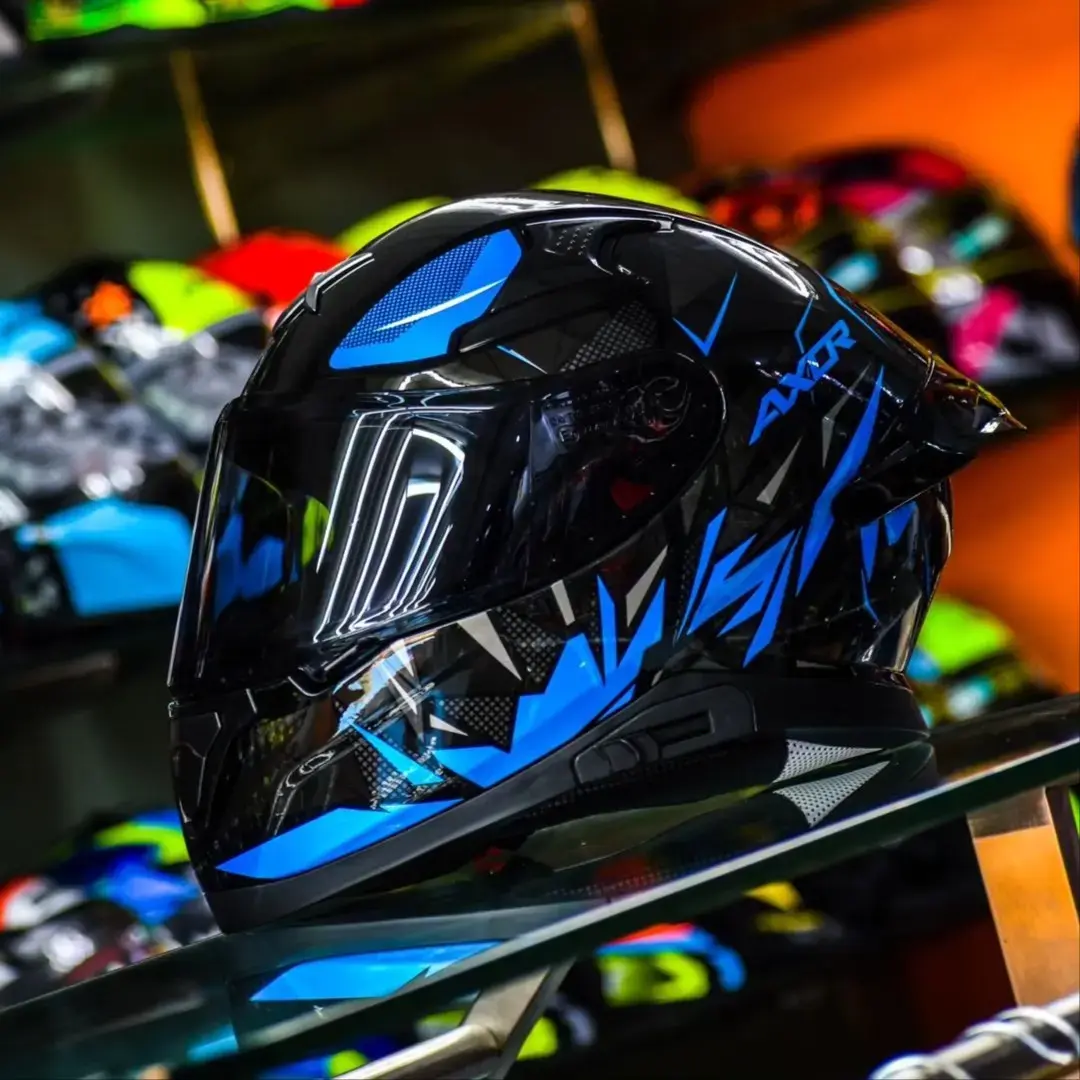 Buy APEX HUNTER HELMET BLACK NEON BLUE online at best price THE - Main Image