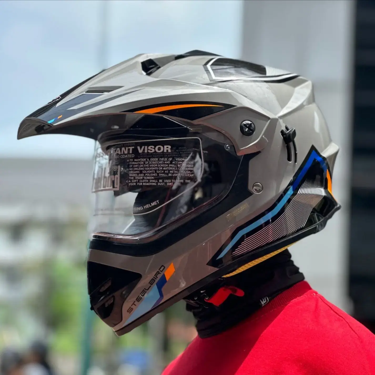 Buy Steelbird motocross Helmet Racer Airborne Bang grey orange