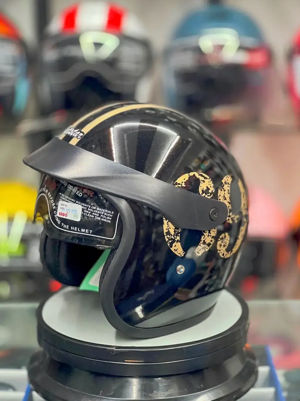 Buy Open face Helmet Black With Sun Visor ergo vega studds