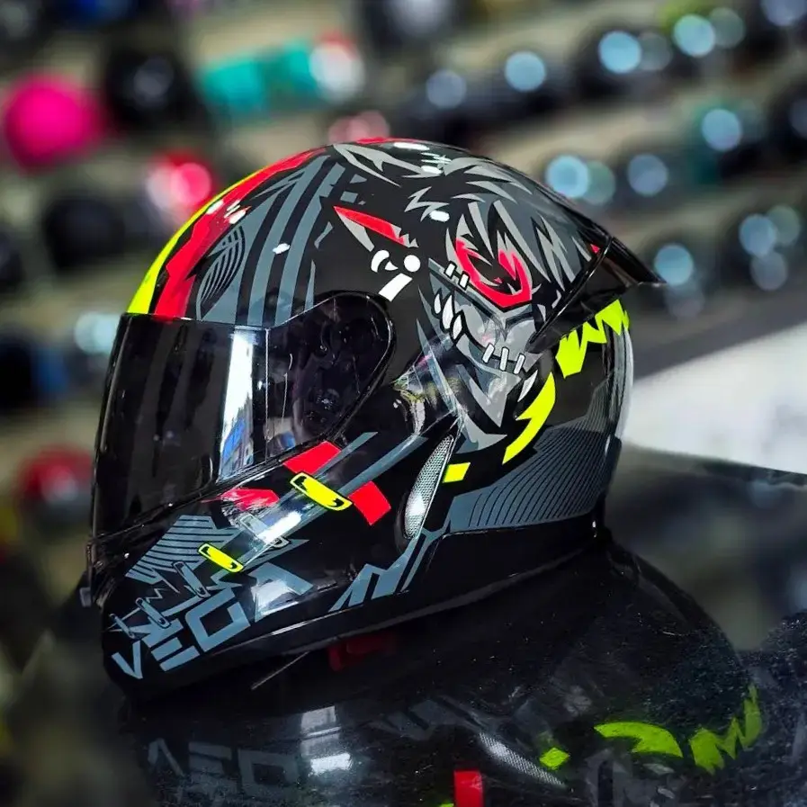 Superhero Custom Royal Enfield Helmet Vega Helmet Red Voyager Bolt