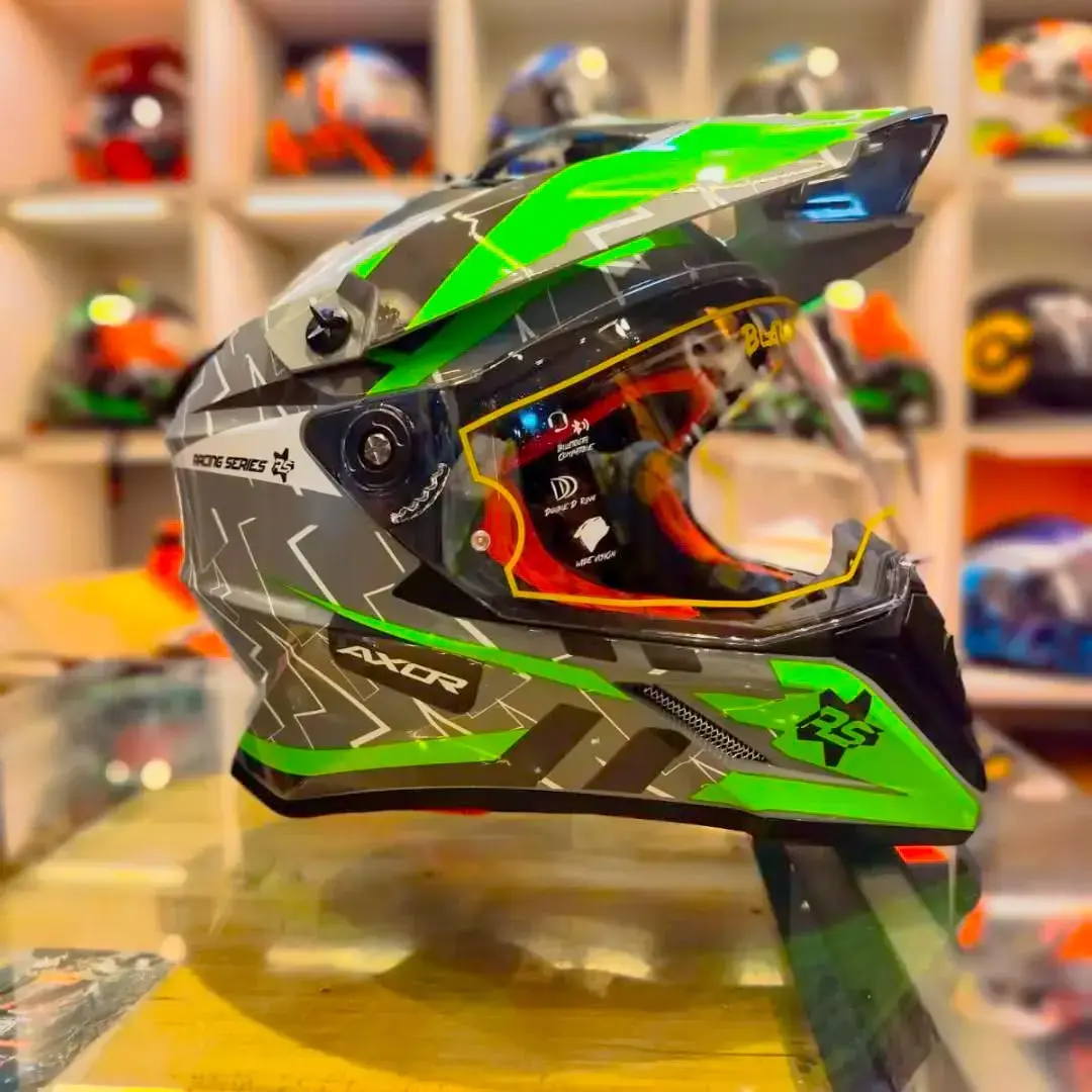 Buy Axor motocross x cross flash x1 orbit green helmet online at