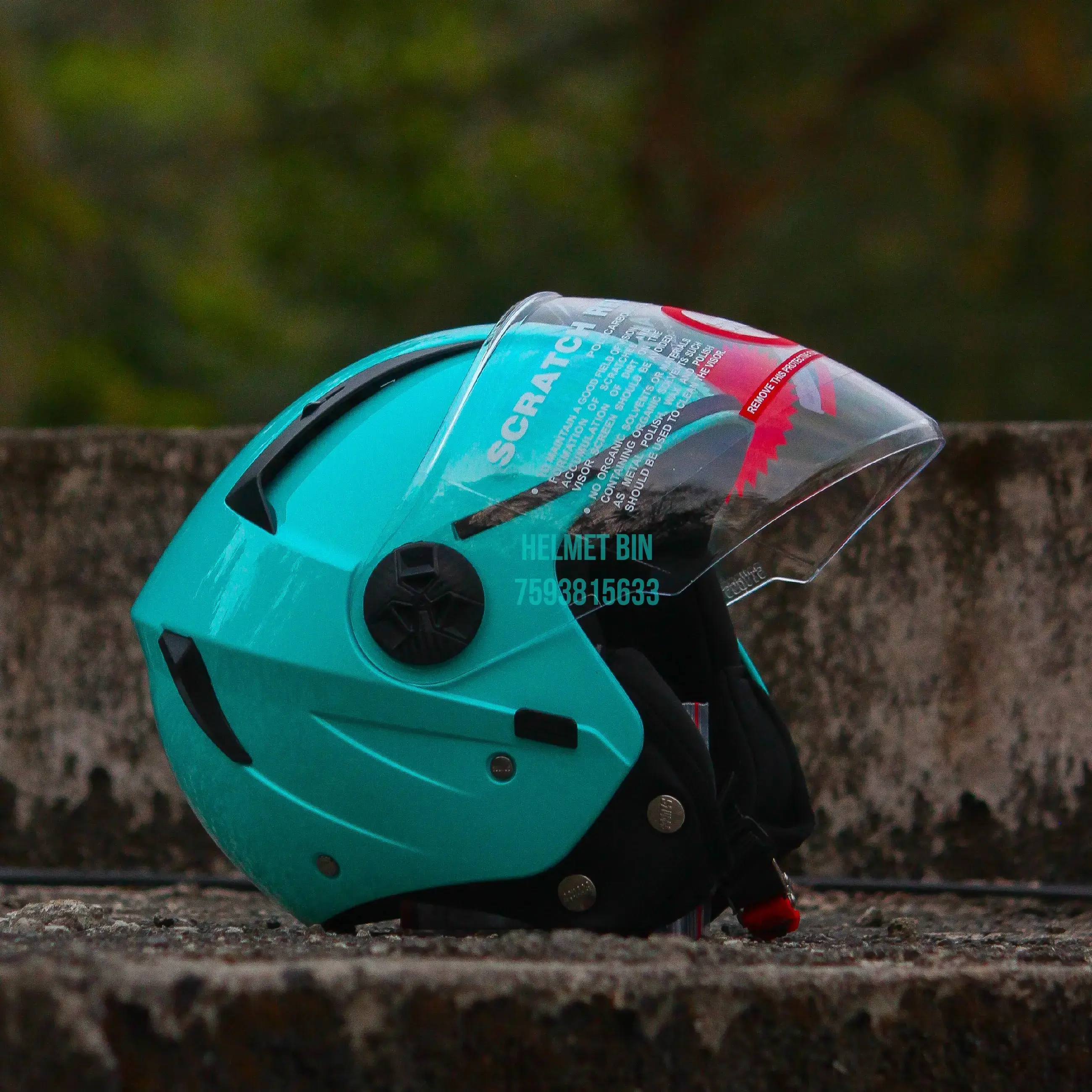 Kyt Helmet Green Design Half Face Studds Open Face Helmet Pastel