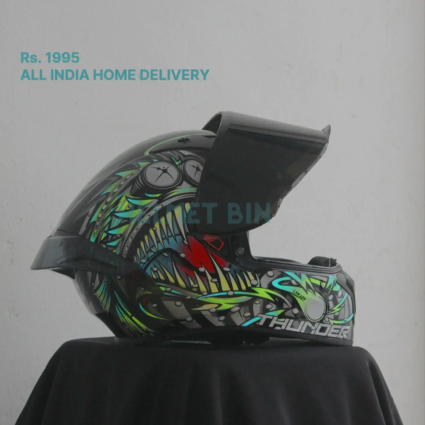 STUDDS THUNDER D12 ANGLERFISH BLACK/GREY N1 HELMET - 1