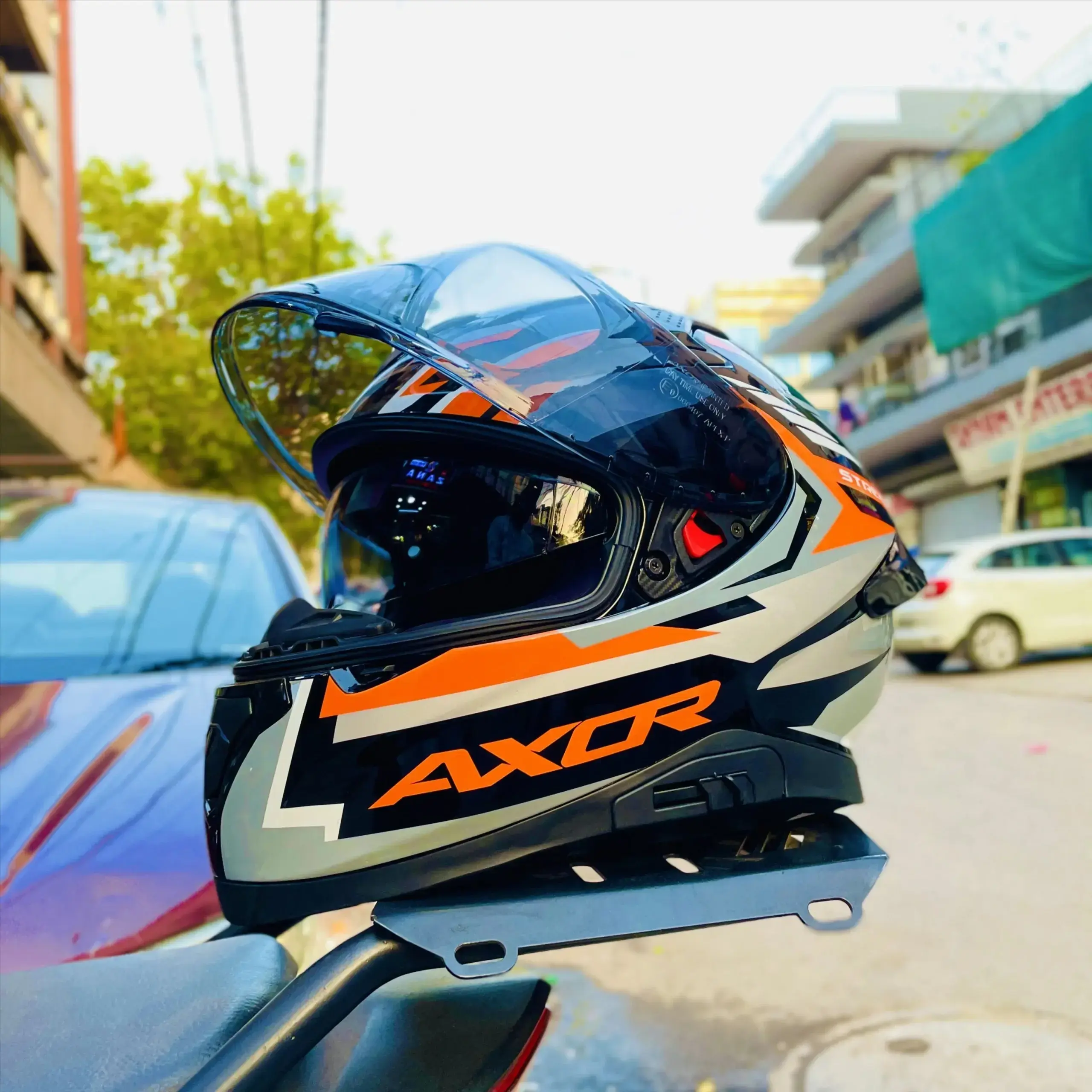 Buy Axor streak trance marvel veom orange apex helmet online at