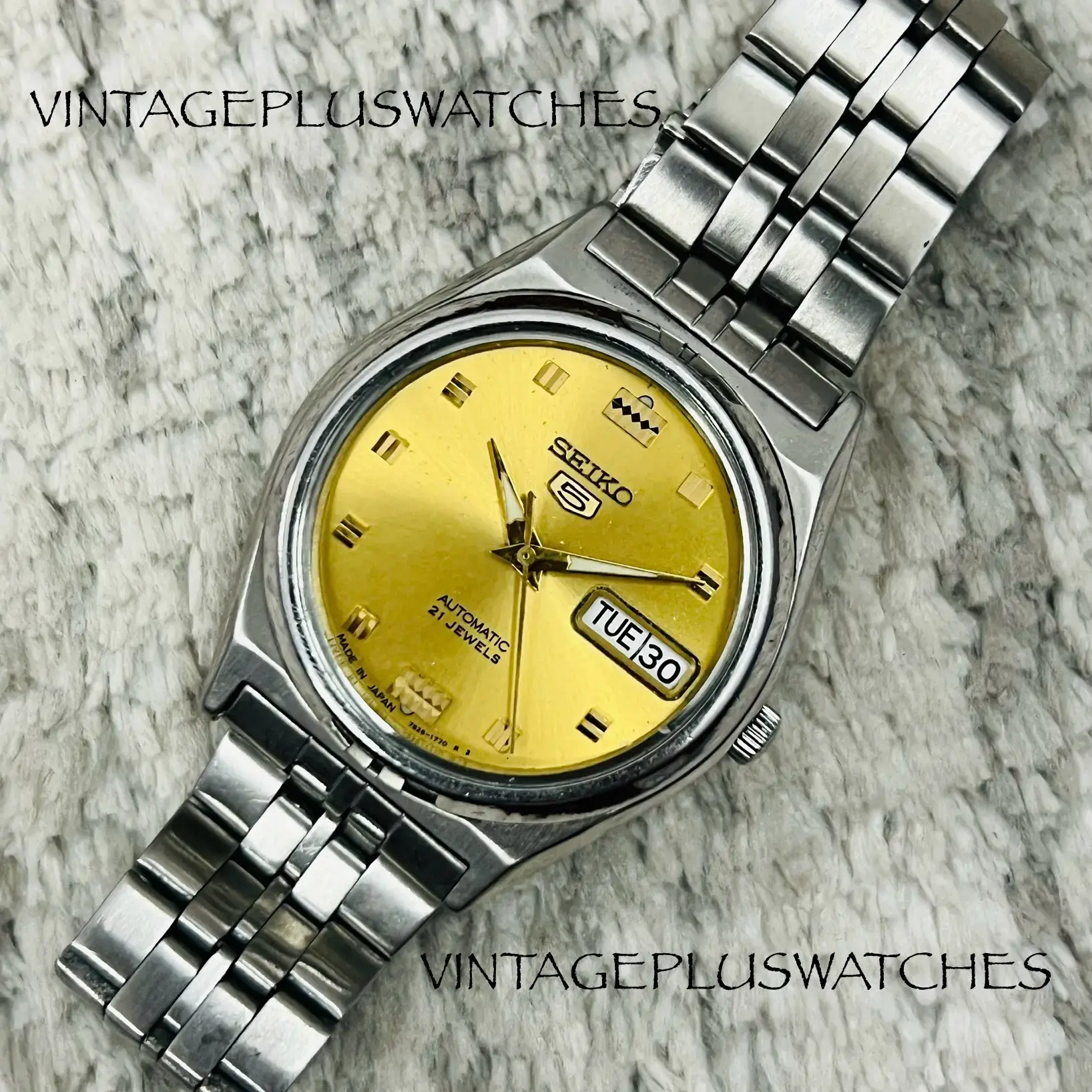 Buy Vintage Original Seiko 5 Automatic Golden Dial 21Jewels