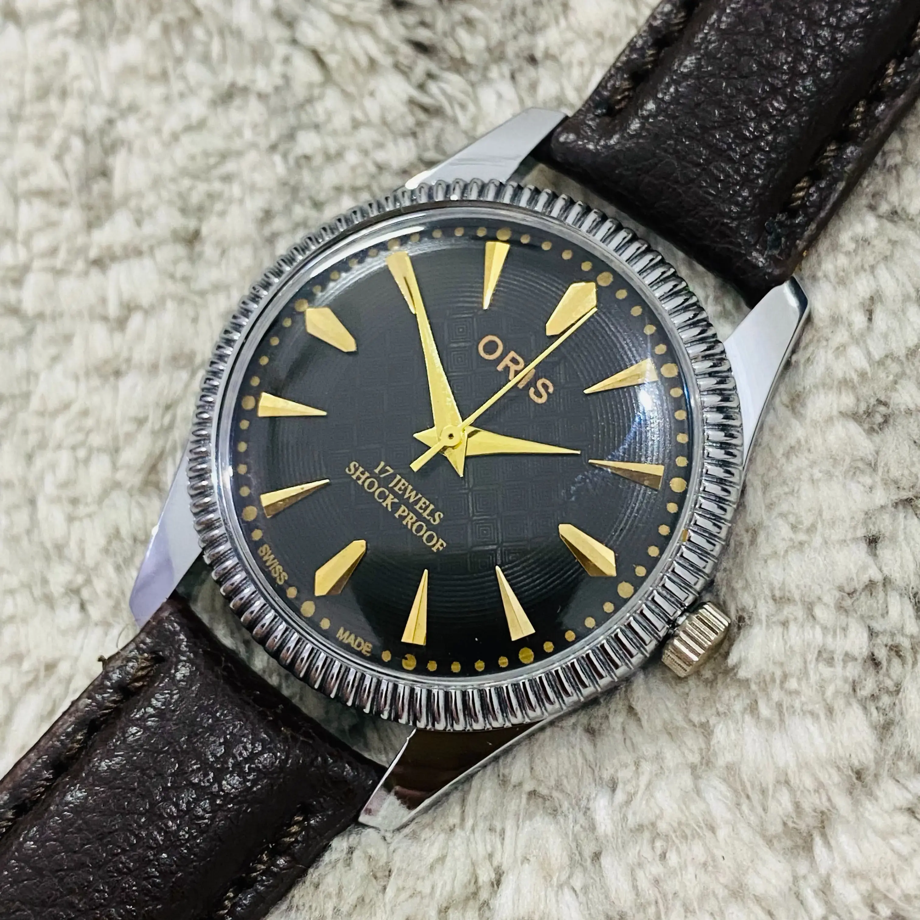 Buy Vintage MOD Oris ST-96 FHF Hand Winding 17Jewels Black Dial