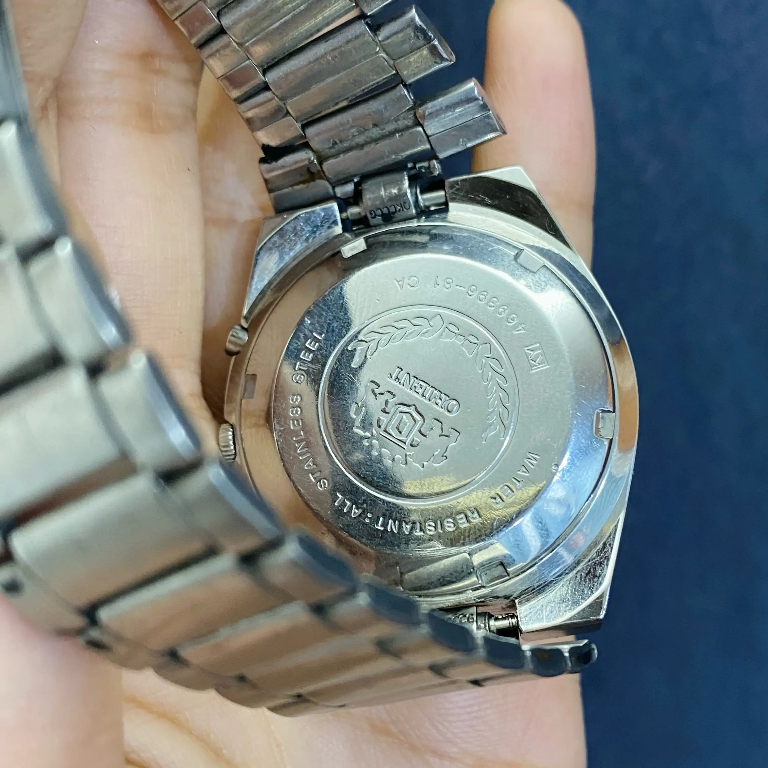 Buy VINTAGE ORIENT TRI STAR BLUE DIAL GOLDEN INDICES MECHANICAL