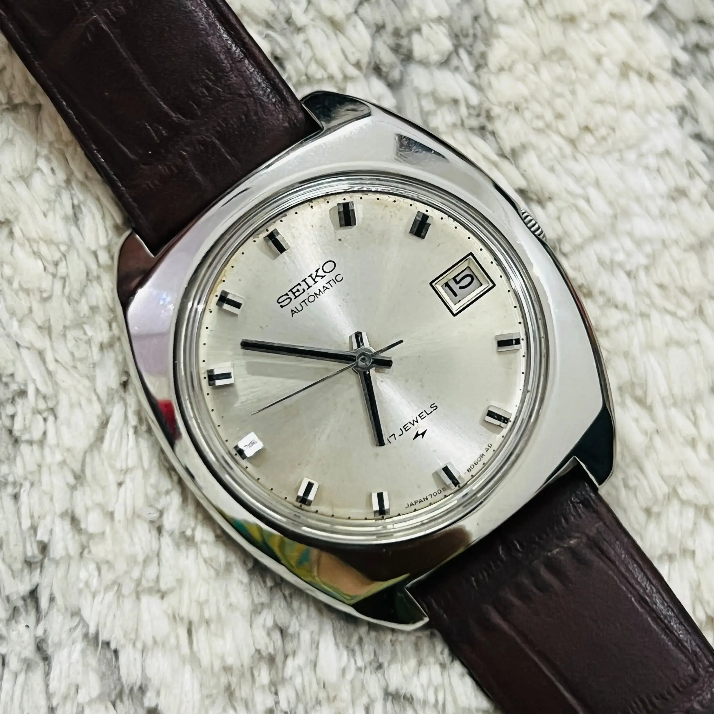 Buy Vintage Rare Seiko Automatic 17Jewels Silver Dial Movement No