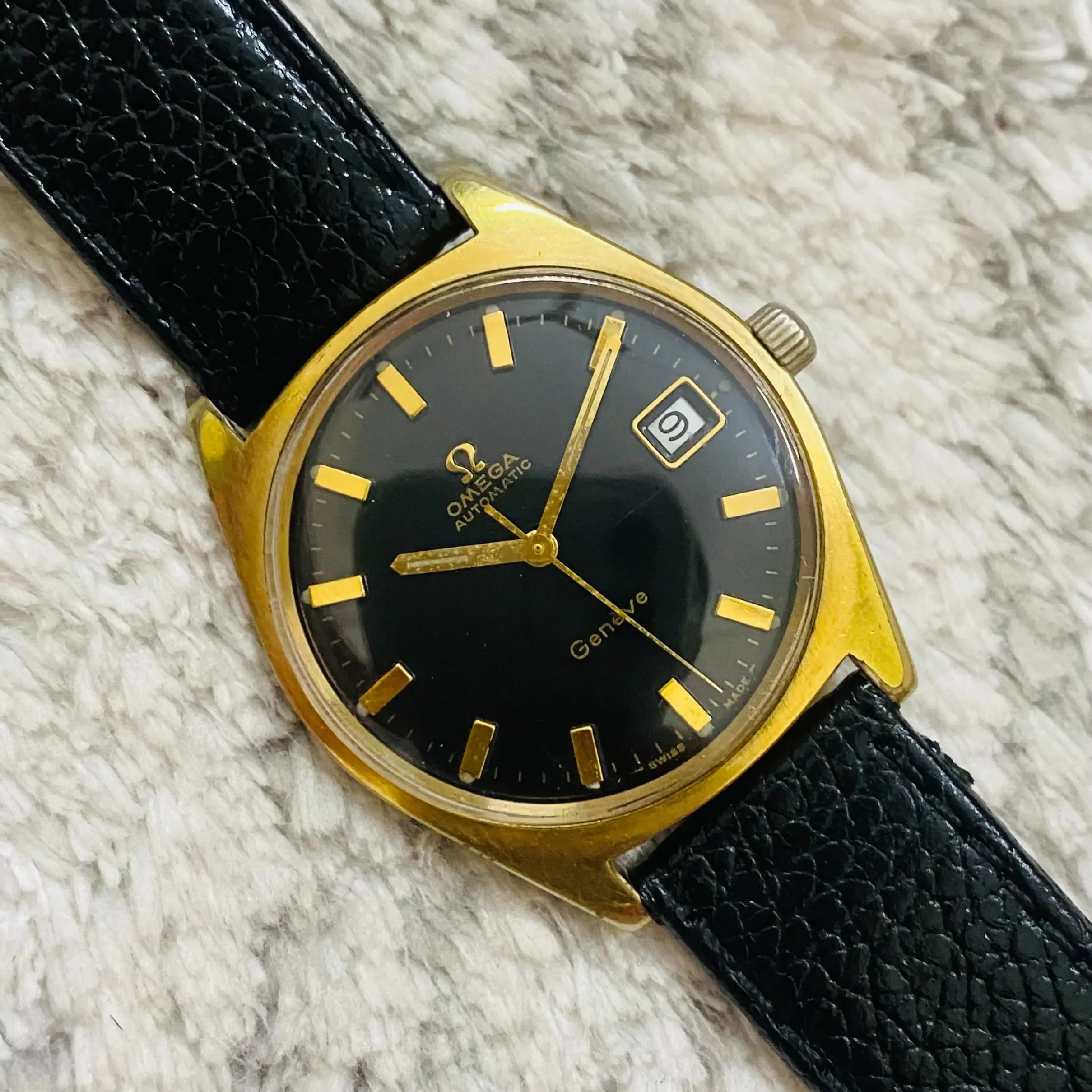 Buy Vintage Omega Geneve Swiss Movement Black Dial Date/Day Men's