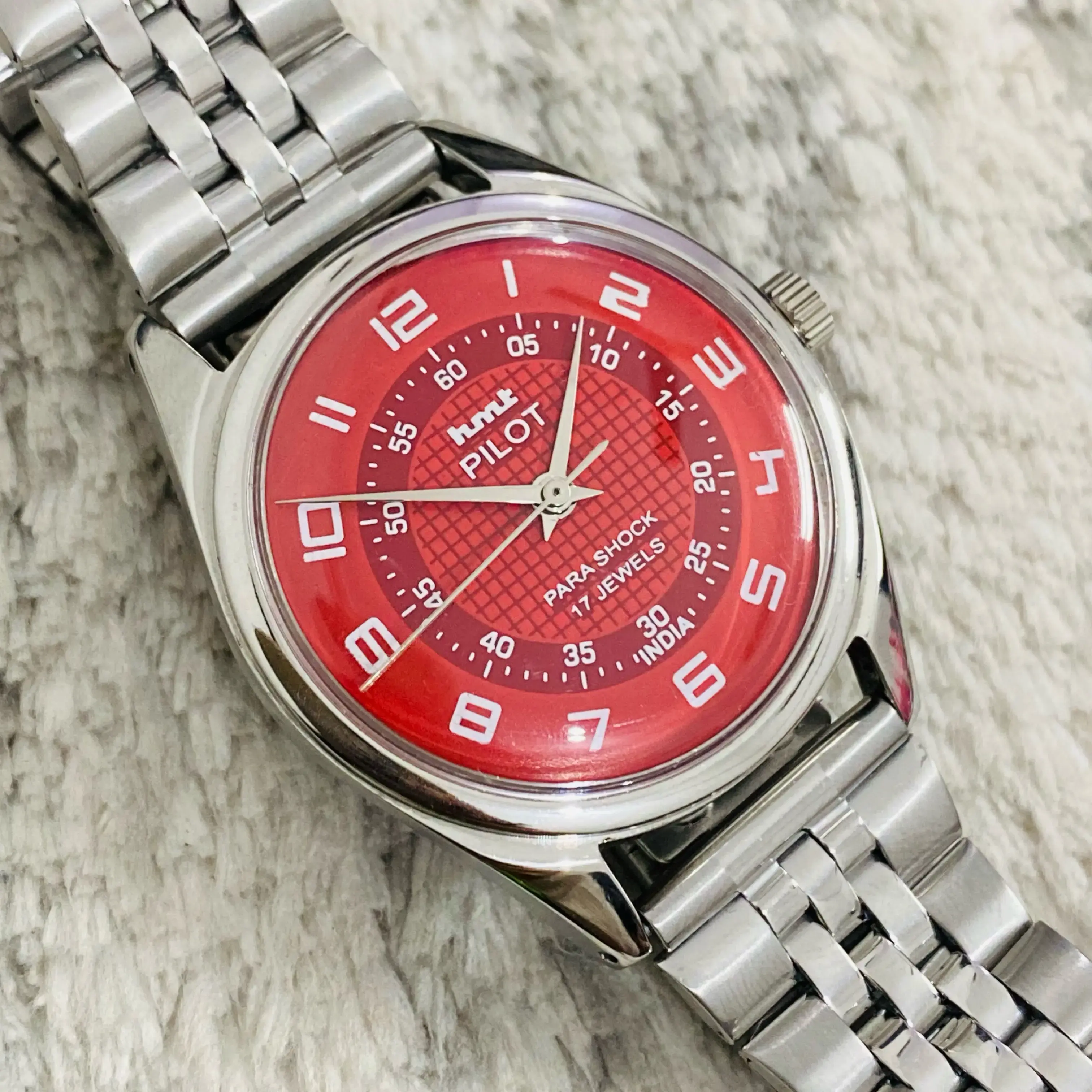 Buy VINTAGE HMT PILOT MECHANICAL MANUAL WINDING RED DIAL 17JEWELS