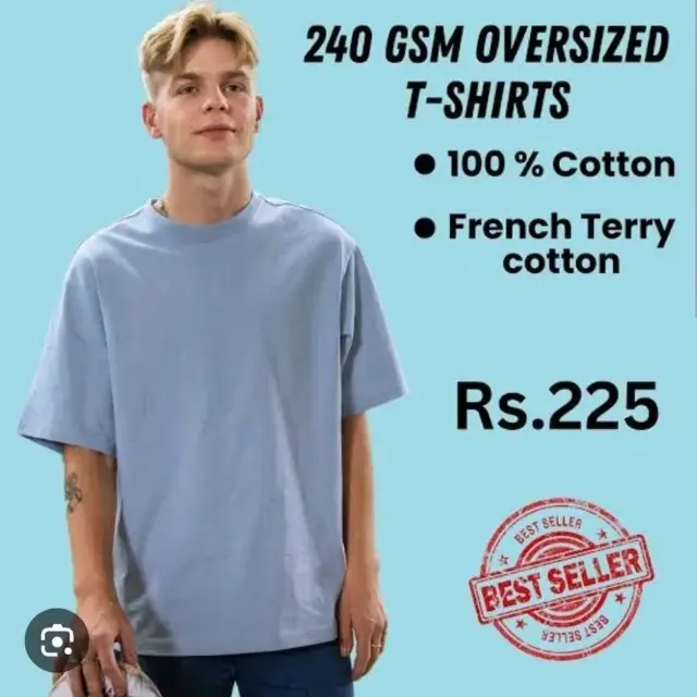 240 GSM French Terry Oversized T-shirt bio wash cotton 36-S White