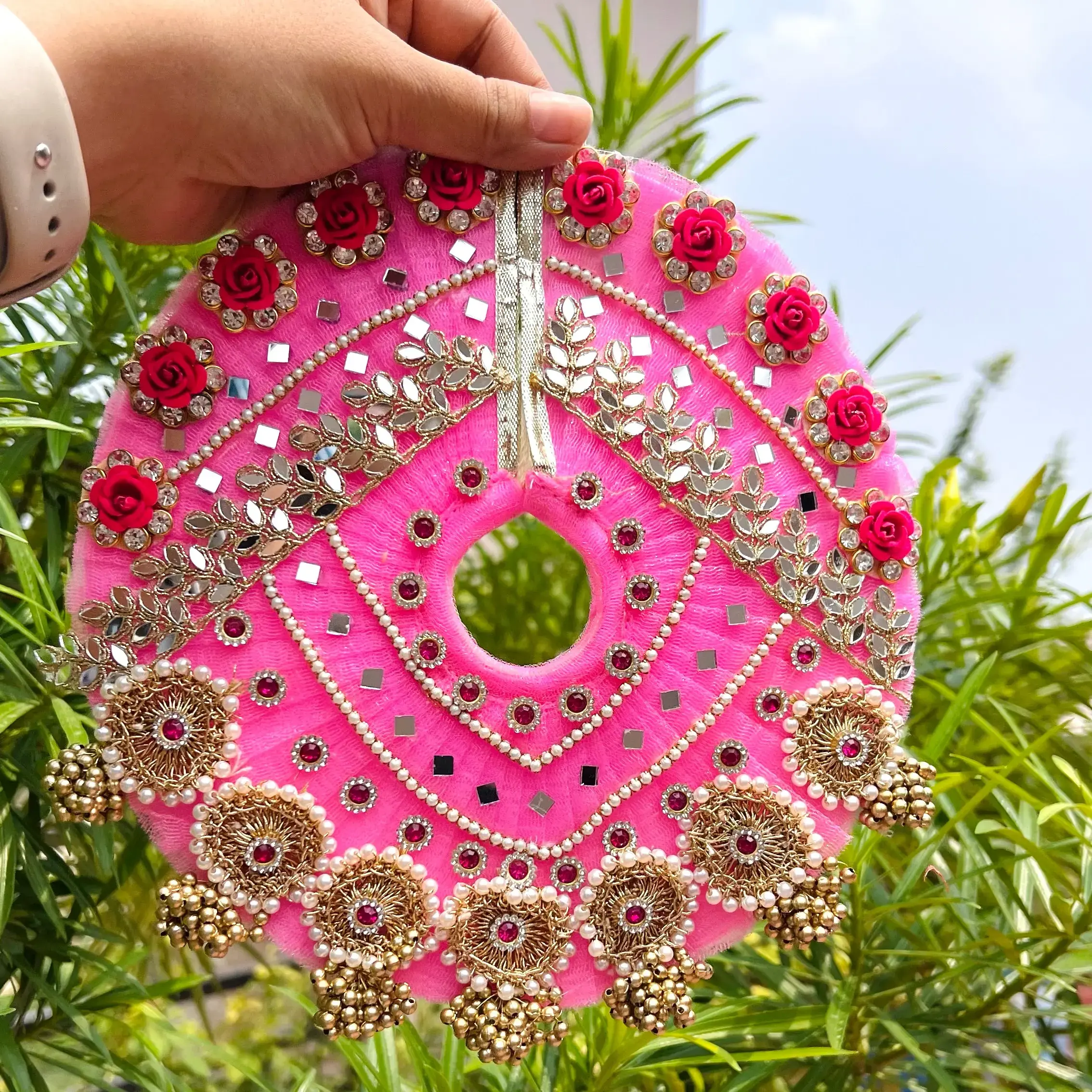 Buy Pink mirror poshak plus pagdi online at best price Pitari by