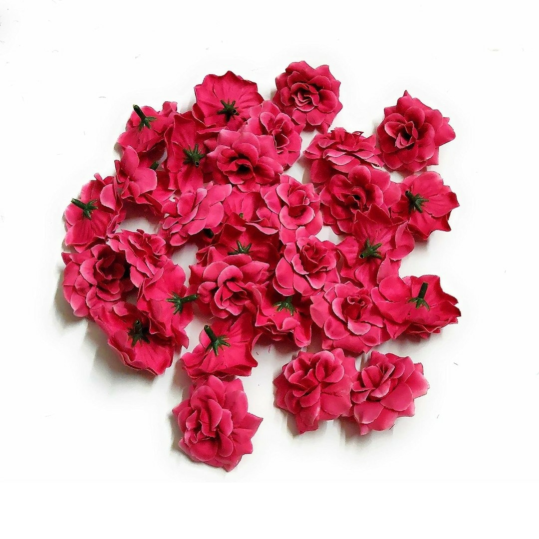 4cm Fabric Rose Artificial Flowers for Home Decor/Flower Jewellery Making  (Pink)