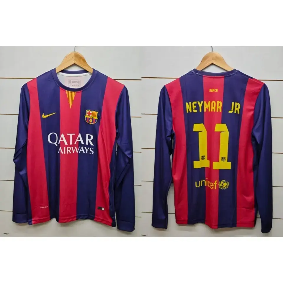 正規品　FC Barcelona Neymar Jr. 11番ジャージ Buy [ SUBLIMATION EMBROIDERY ] BARCELONA 14/15 HOME KIT RETRO FULL