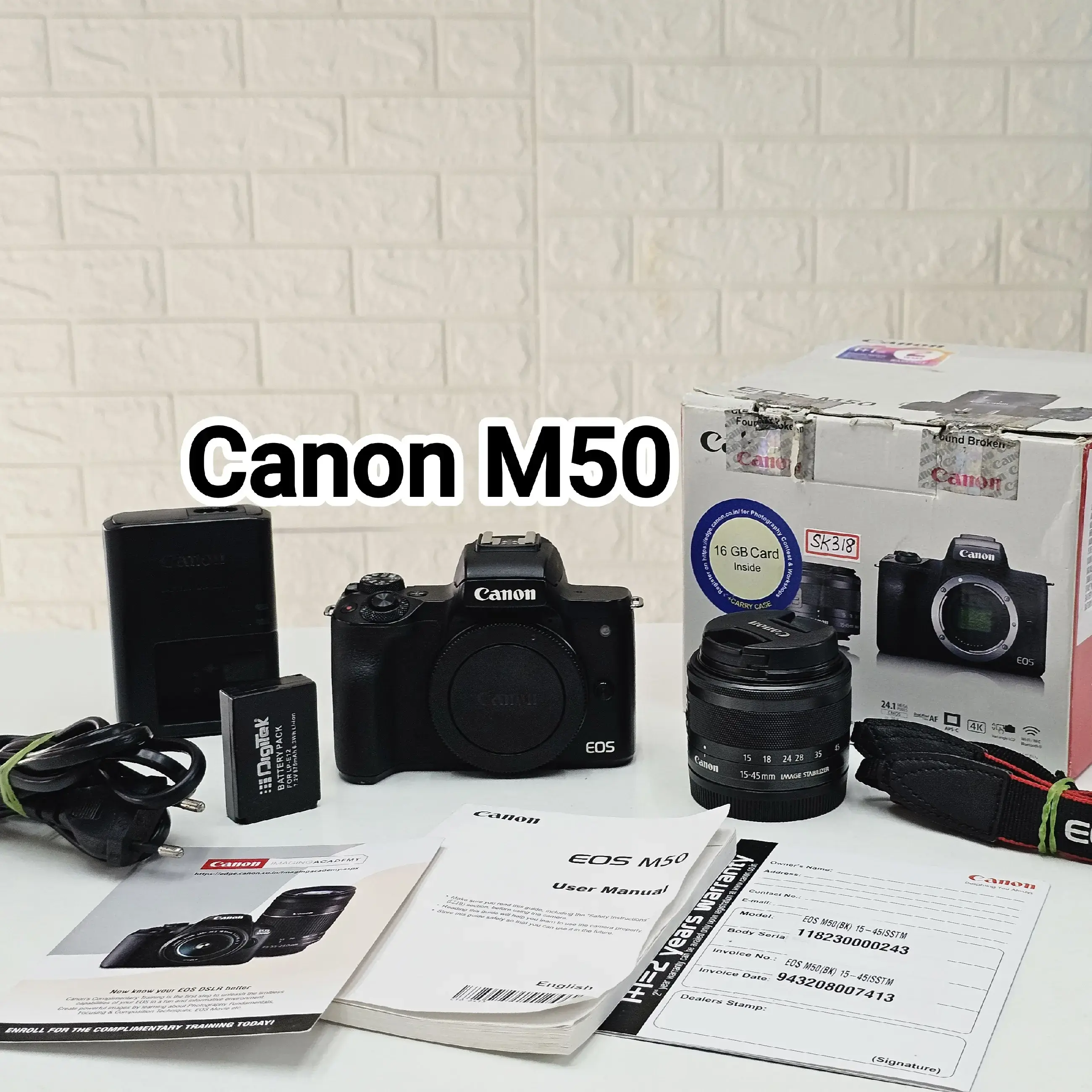 Canon m50 Mirrorless Camera with EF-M 15-45mm Lens full kit