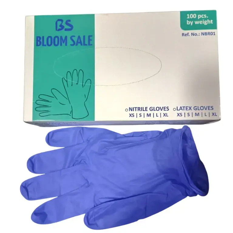 Bloomsale Nitrile Gloves Pack Of 100 pcs Small Blue NO (100) PCS  Box 220/-