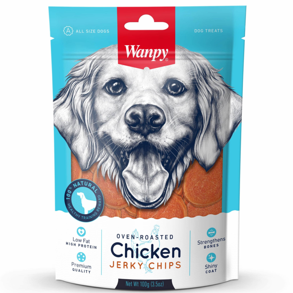 Wanpy Oven Roasted Chicken Jerky Chips Dogs Treats 100 g