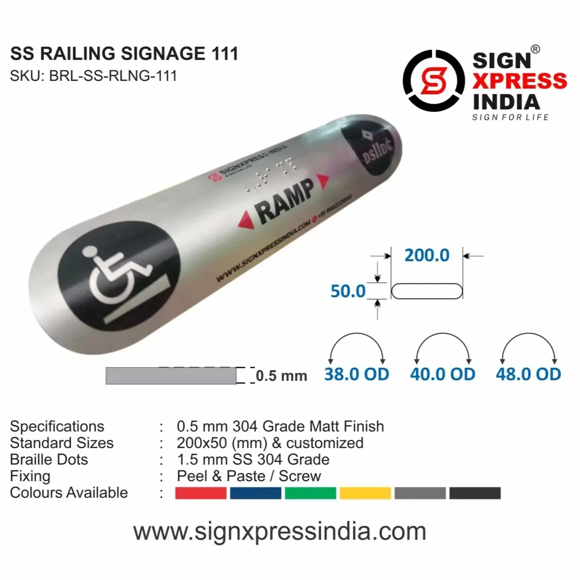 Buy SS Ramp Railing Braille Signage -111 Pack of 1 Pcs online at best ...