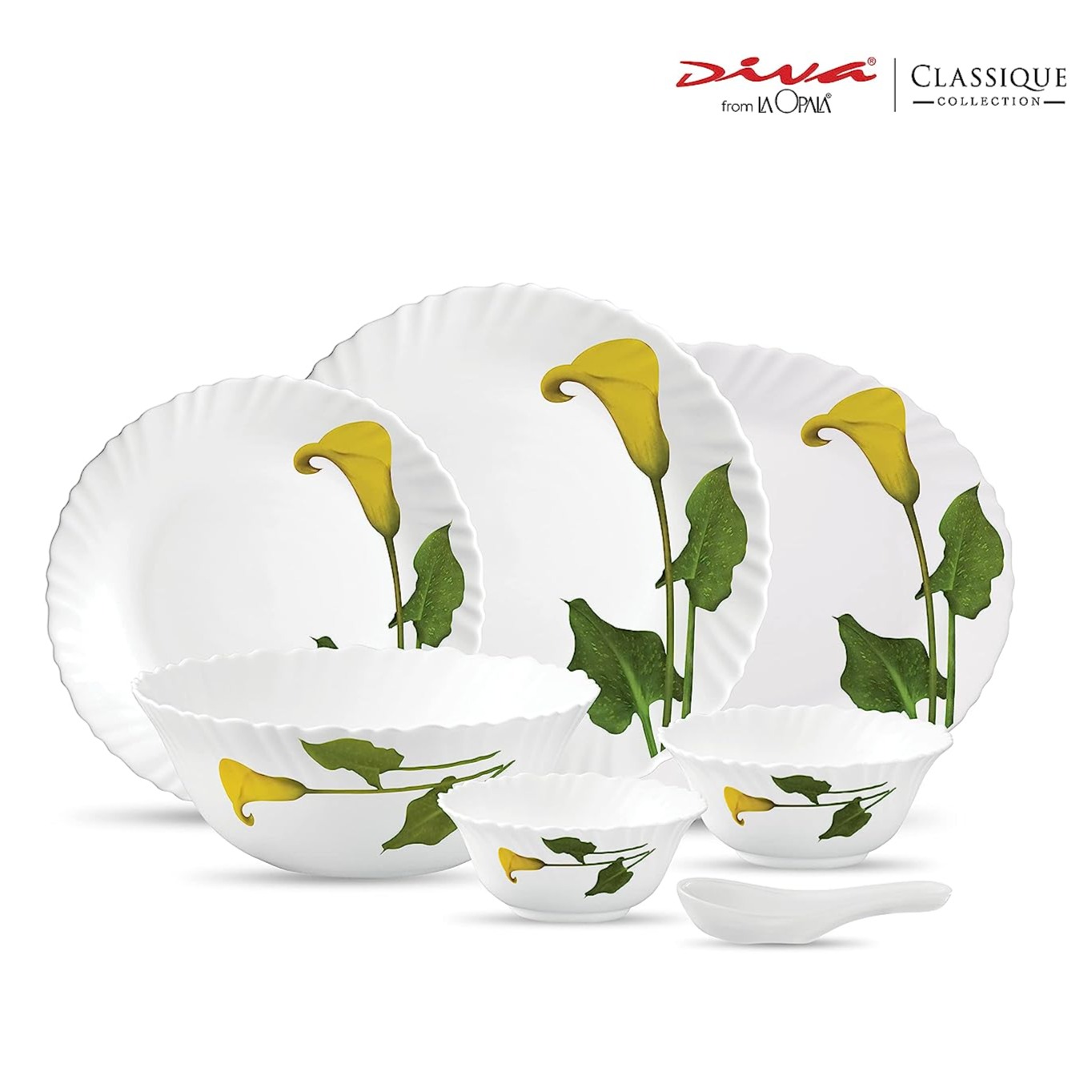 Buy LaOpala Opalware Dinner Set Amber Lily Dinner Set (Pack of 33