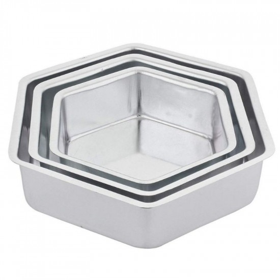 Buy Aluminium Pie Mould Cake Pan Hexagon Plain Bottom, Pc Set