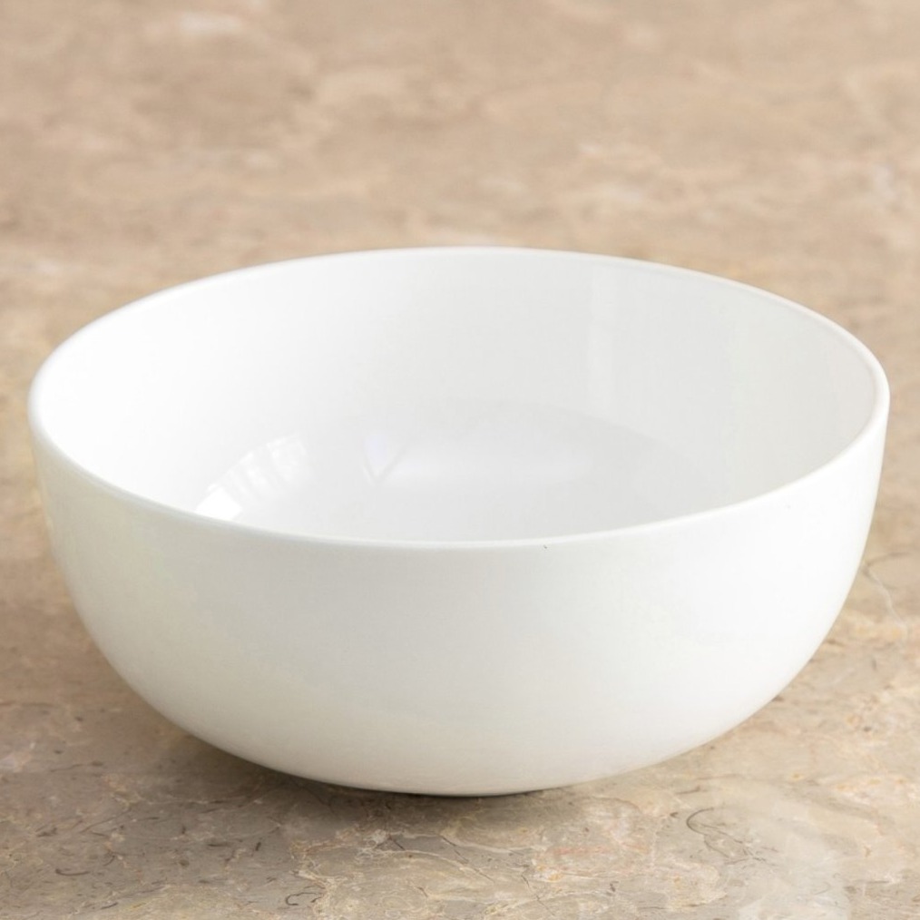 Buy Bharat White Ceramic Fine Bone China Serving Curry Bowl