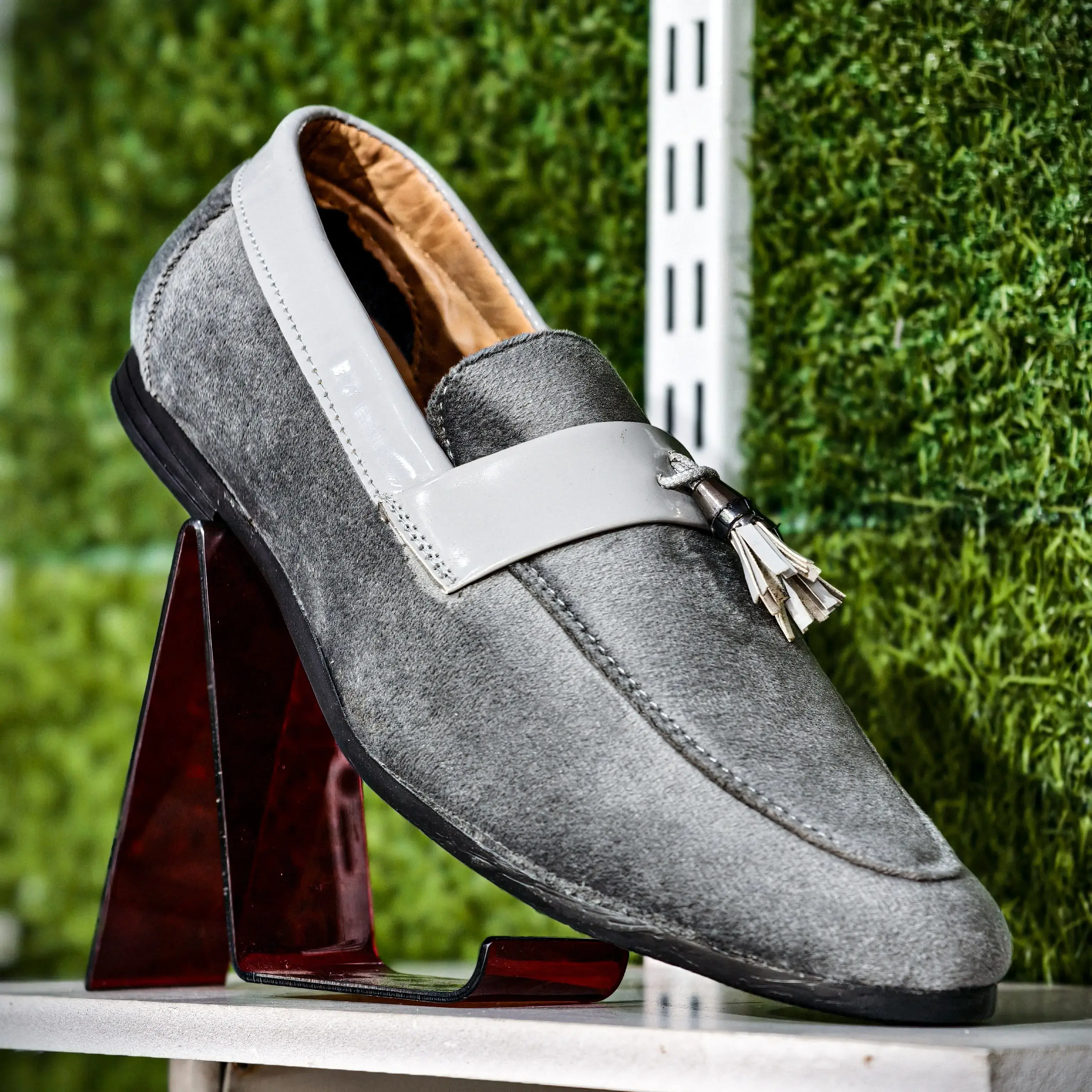 CC LOAFER THICK-SOLED IN DOVE GREY VELVET