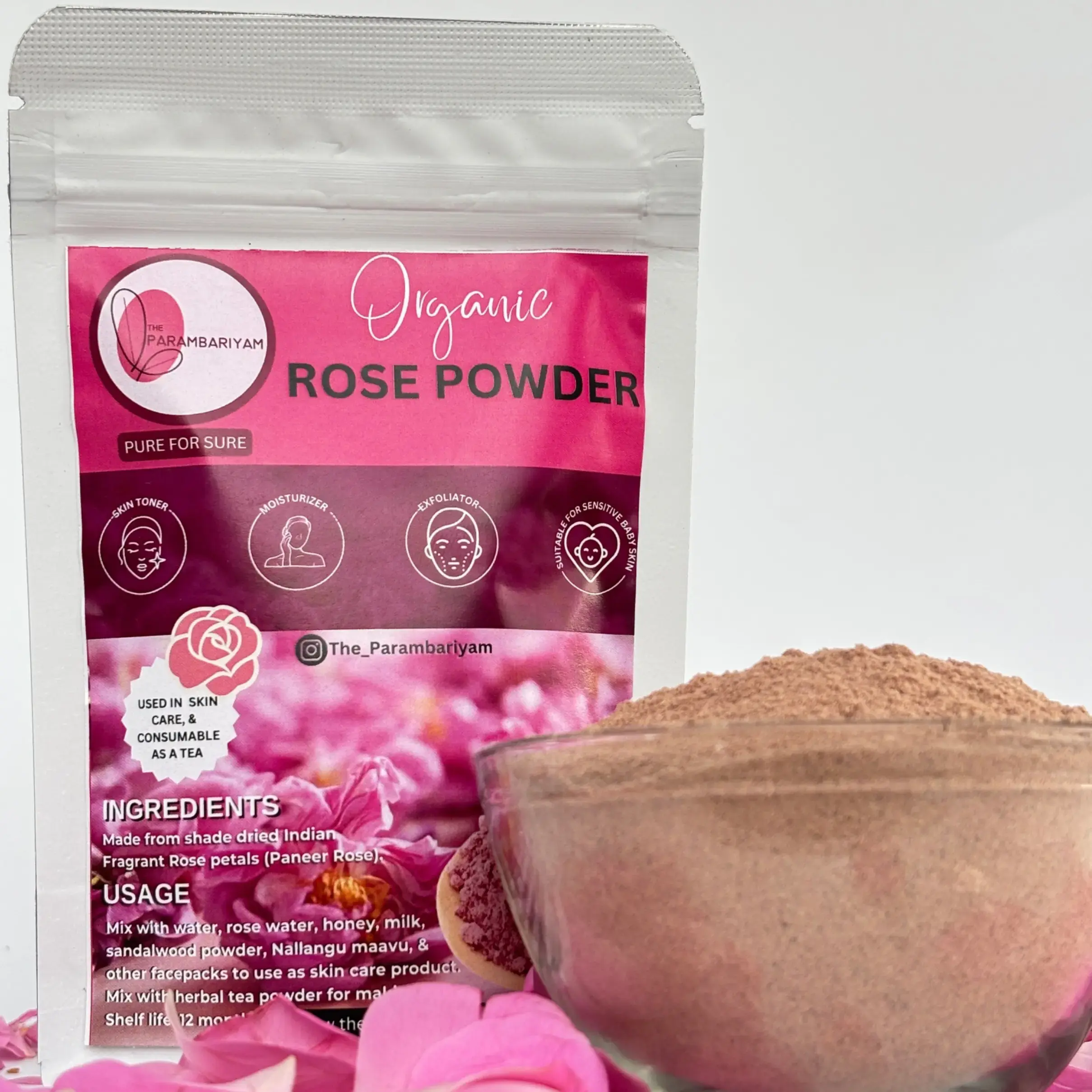 Rose petals powder