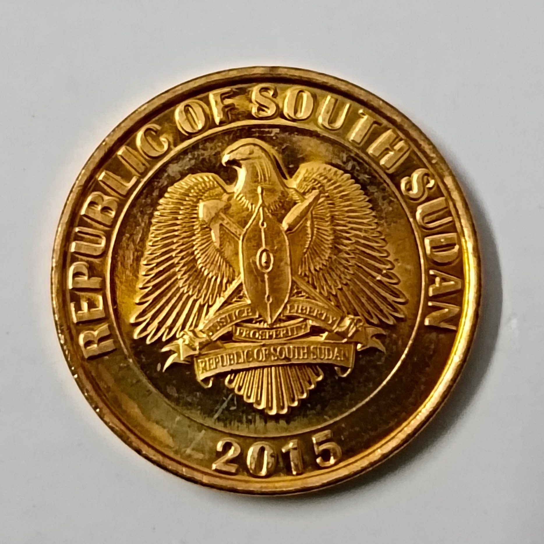 Buy South Sudan 20 Piastres 2015 UNC world coin online at best