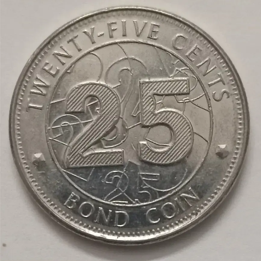 Buy Zimbabwe Bond coin 25 Cents 2014 World coin hard to find
